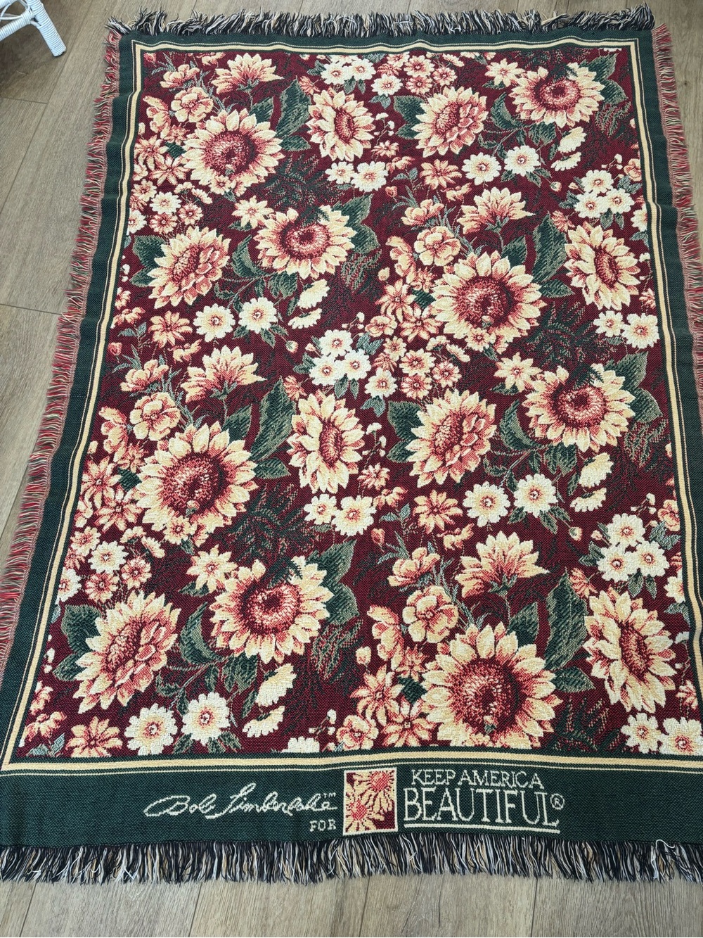 Red and Cream Floral Throw Blanket
